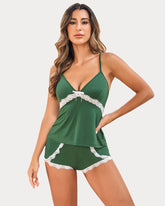 Cami Set Lace Trim Short Pjs Sets